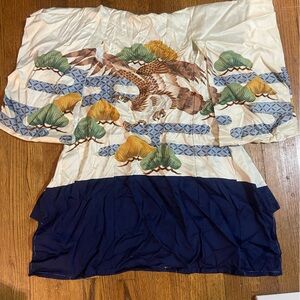 Authentic Japanese Kimono with Flying Hawk Design for Kids